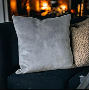 Grey Melange Velvet Cushion