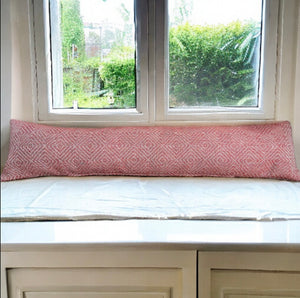 Rhubarb Geometric Wool Mix Draught Excluder