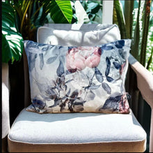 Load image into Gallery viewer, Pink Peony &amp; Silver Velvet Cushion
