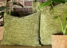Load image into Gallery viewer, Moss Green Velvet Chenille Cushion
