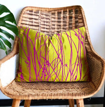 Load image into Gallery viewer, Silk Mustard &amp; Magenta Grasses Cushion
