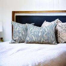 Load image into Gallery viewer, Meadow Grasses Cornflower Blue Cotton Cushion
