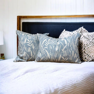 Meadow Grasses Cornflower Blue Cotton Cushion