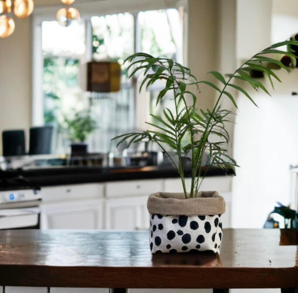 Dalmation Print Velvet & Hessian Pot
