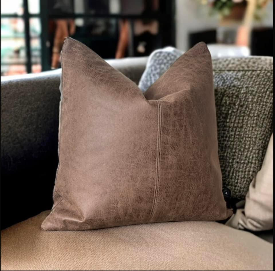 Tan Faux Leather Cushion
