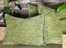 Load image into Gallery viewer, Moss Green Velvet Chenille Cushion
