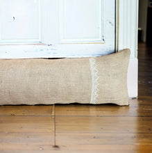 Load image into Gallery viewer, Hessian &amp; Lace Draught Excluder
