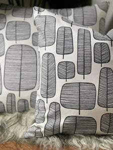 Monochrome Little Leaves Linen Mix Cushion