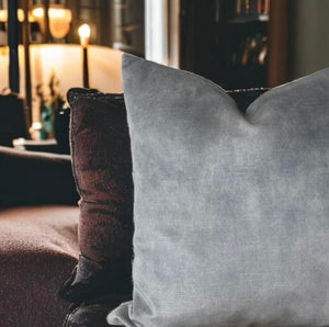 Grey Melange Velvet Cushion