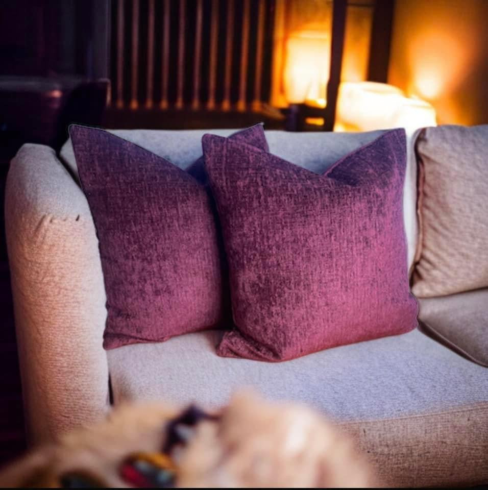 Purple Velvet Chenille Cushion