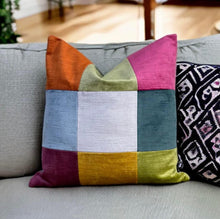 Load image into Gallery viewer, Pastels Velvet Patchwork Cushion
