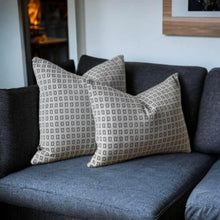 Load image into Gallery viewer, Clay &amp; Charcoal Woven Cushion
