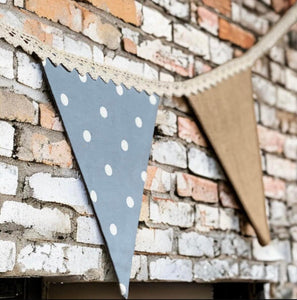 Blue Polka Cotton & Rustic Hessian Bunting