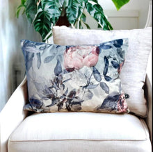 Load image into Gallery viewer, Pink Peony &amp; Silver Velvet Cushion
