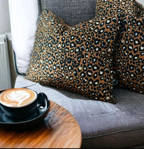 Retro Leopard Print Velvet Cushion