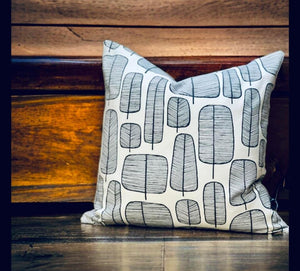 Monochrome Little Leaves Linen Mix Cushion