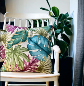 Monstera Velvet Backed Cushion
