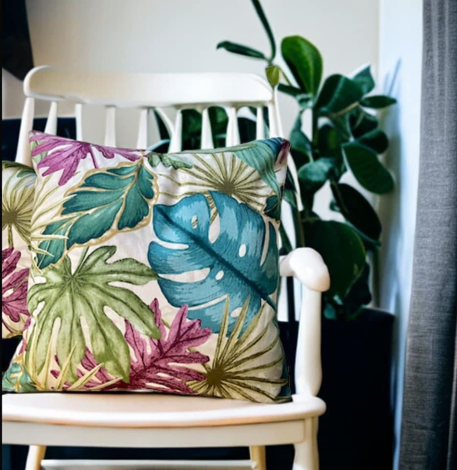 Monstera Velvet Backed Cushion