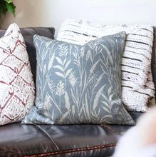 Load image into Gallery viewer, Meadow Grasses Cornflower Blue Cotton Cushion
