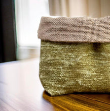 Load image into Gallery viewer, Moss Velvet Chenille &amp; Hessian Pot
