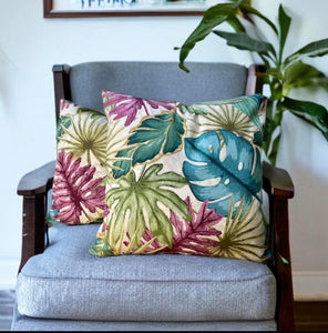 Monstera Velvet Backed Cushion