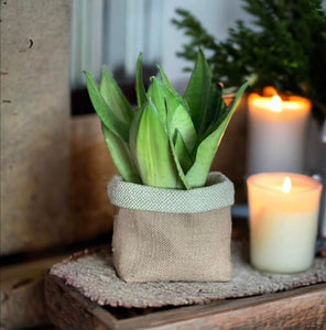 Sage Wool Mix & Hessian Pot
