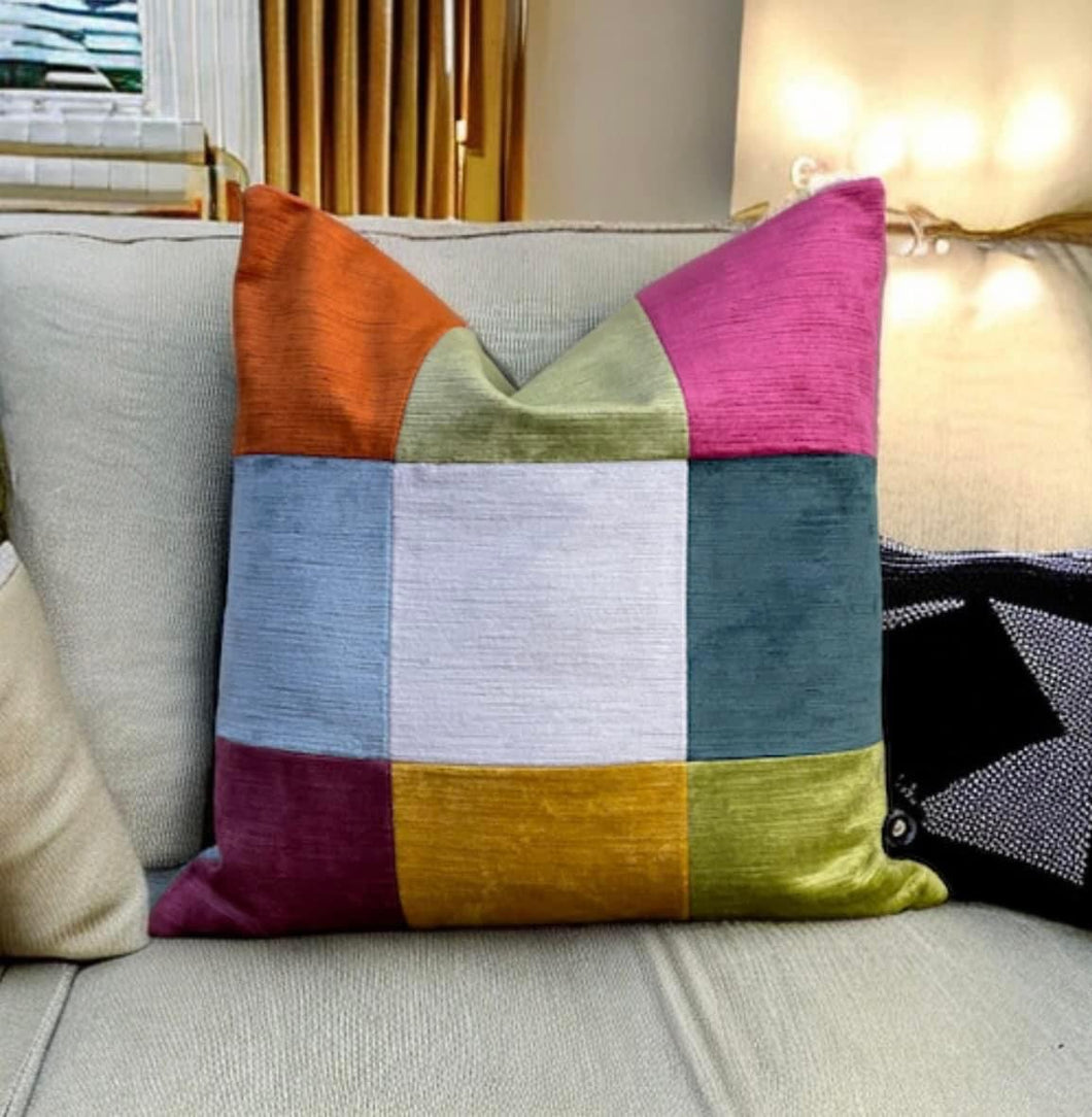 Pastels Velvet Patchwork Cushion