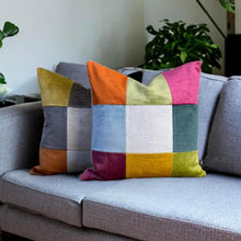Load image into Gallery viewer, Pastels Velvet Patchwork Cushion
