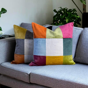 Pastels Velvet Patchwork Cushion