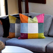 Load image into Gallery viewer, Pastels Velvet Patchwork Cushion
