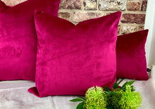 Load image into Gallery viewer, Cerise Velvet Cushion
