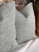 Load image into Gallery viewer, Geometric Woven Cornflower Blue Cushion
