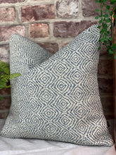 Load image into Gallery viewer, Geometric Woven Cornflower Blue Cushion
