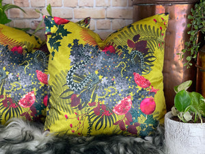 Snake In The Garden Velvet Cushion