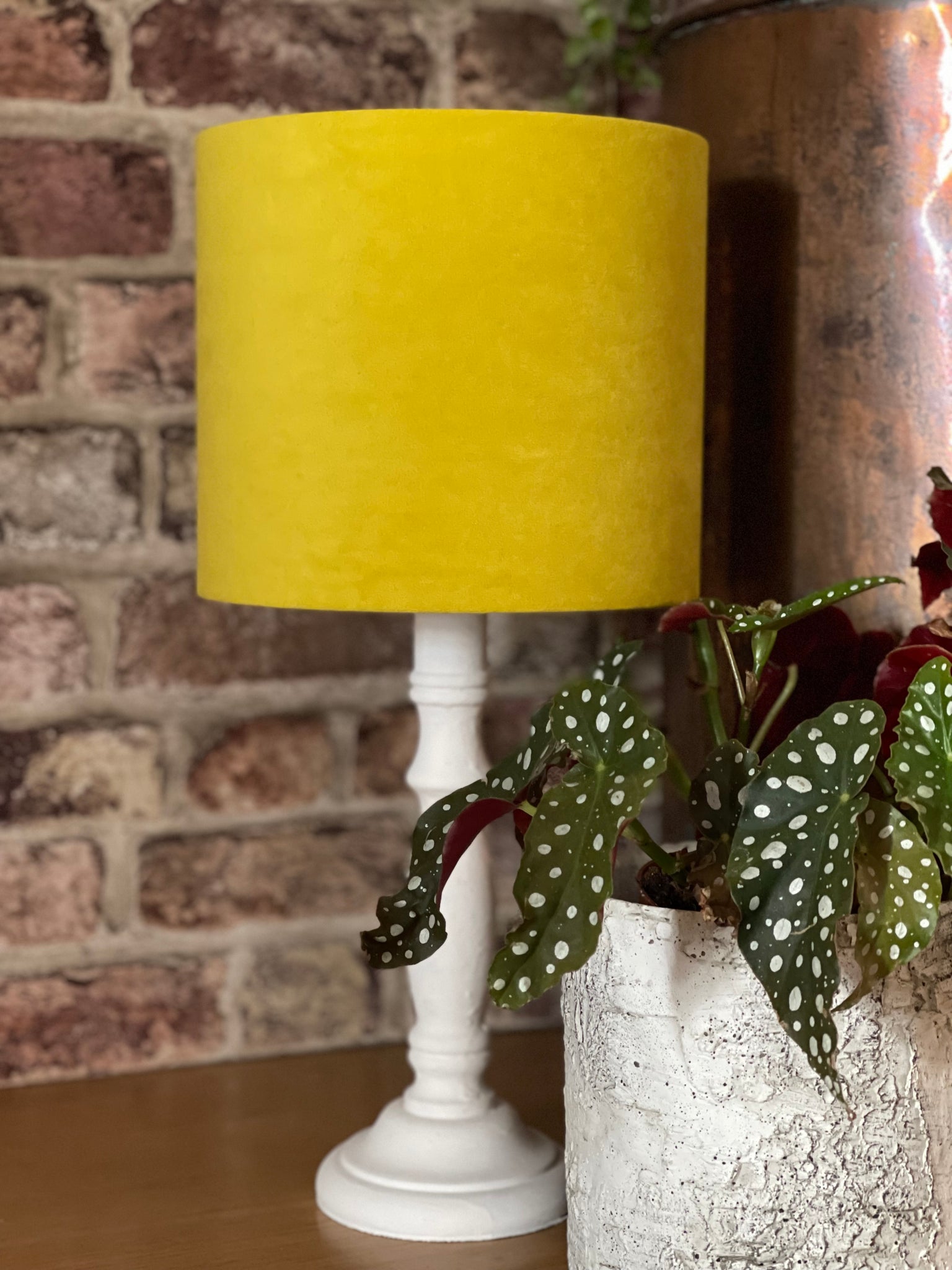 Yellow discount velvet lampshade