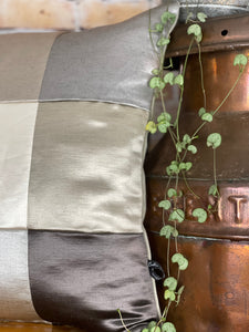 Faux Silk Patchwork Cushion