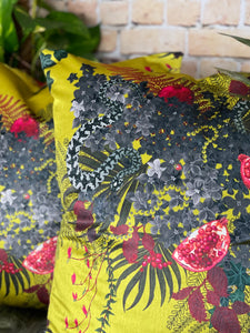 Snake In The Garden Velvet Cushion