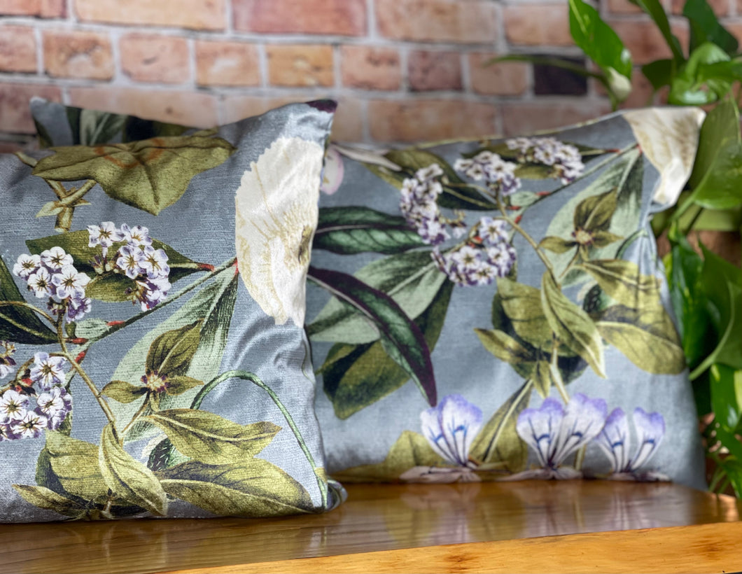 Silver Tropical Plant Cushion