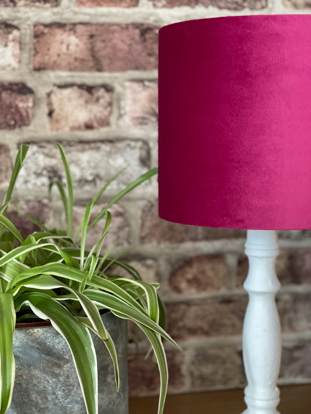 Cerise Pink Velvet Lampshade Lulu Interiors