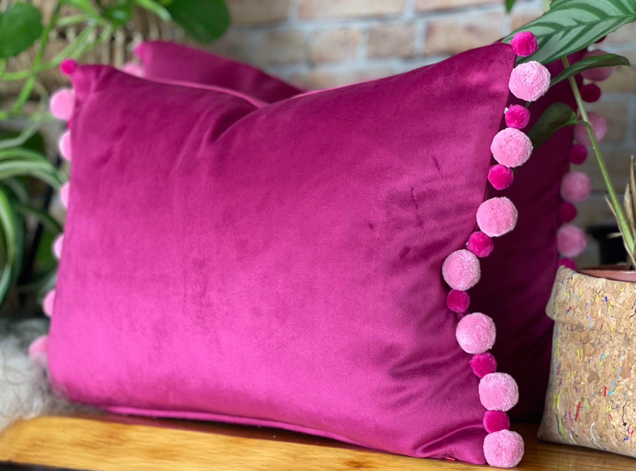 Next pink sales pom pom cushion