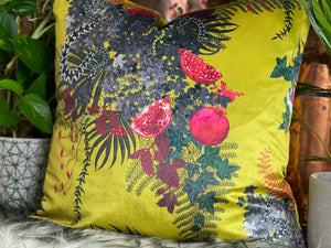 Snake In The Garden Velvet Cushion