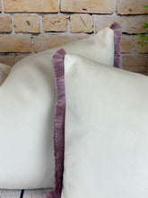 Load image into Gallery viewer, Optic White &amp; Soft Lilac Fringe Velvet Cushion

