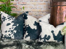 Load image into Gallery viewer, Cowhide Velvet Cushion Friesian
