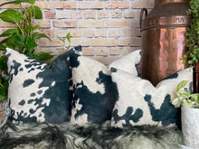 Load image into Gallery viewer, Cowhide Velvet Cushion Friesian
