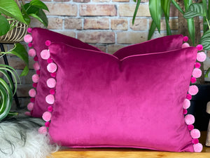 Pink pom pom clearance cushion