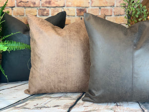 Black Faux Leather Cushion