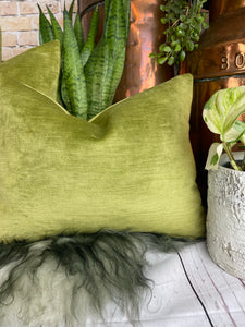 Apple Green Velvet Cushion